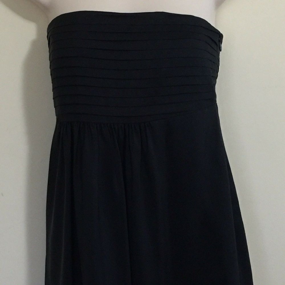Banana Republic Size 0 Black Silk Dress Strapless - Picture 2 of 8